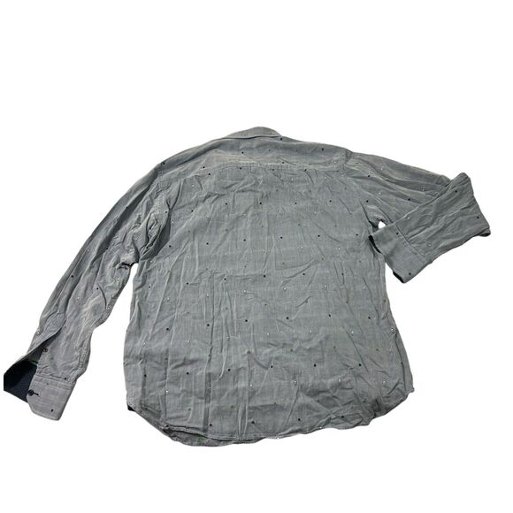 Visconti Black Button Up Shirt Polka Dots Skull Multicolored Size 2XL Flip Cuff - Picture 2 of 11